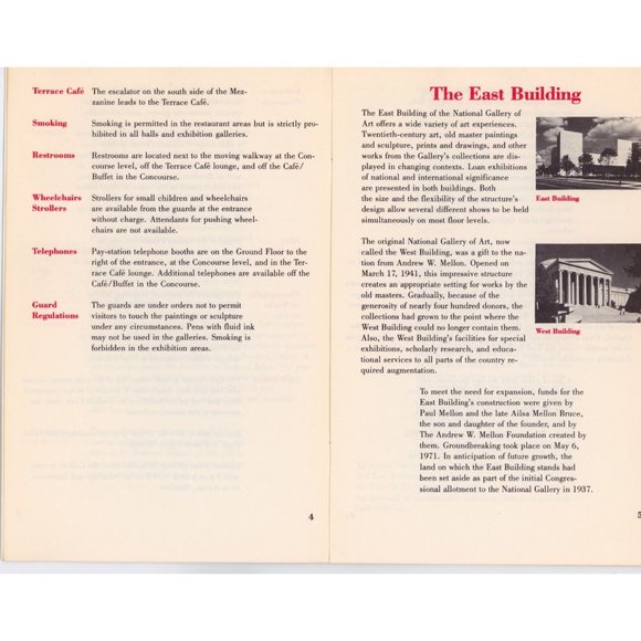 VINTAGE 1980 NATIONAL GALLERY OF ART EAST BUILDING GENERAL BROCHURE 16 PAGES - Picture 3 of 5